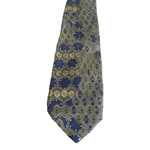 Lord & Taylor Metropolitan Silk Tie Blue Green Geometric Made in Italy